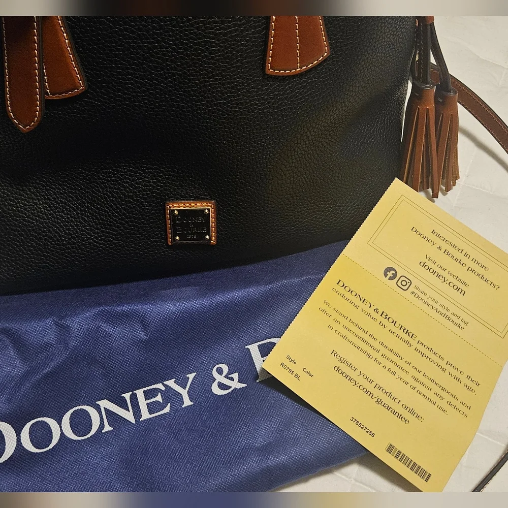 NWT Dooney & Bourke Small Audrey Pebble Grain‎ Leather Satchel: Black & Tan